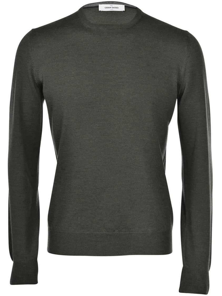 Gran Sasso Finely Knit Wool Sweater With Classic Crew Neckline