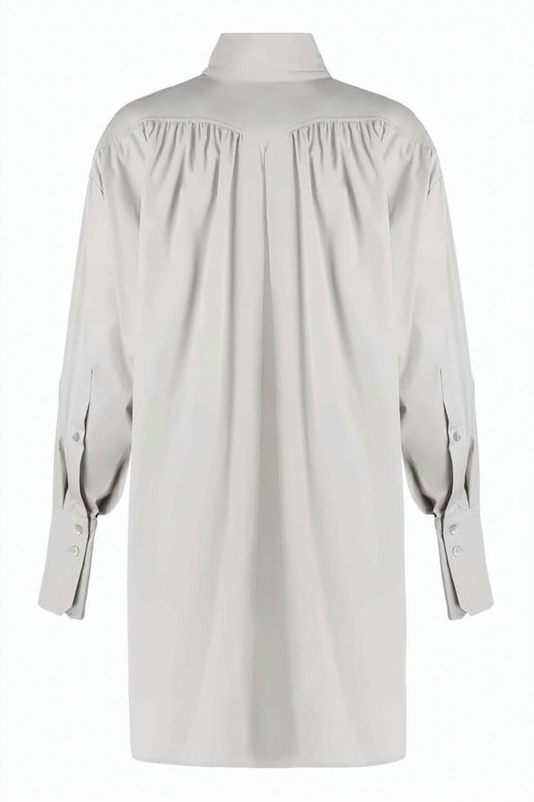 Patou High Collar Loose-Fitting Top With Pleated Back Detail