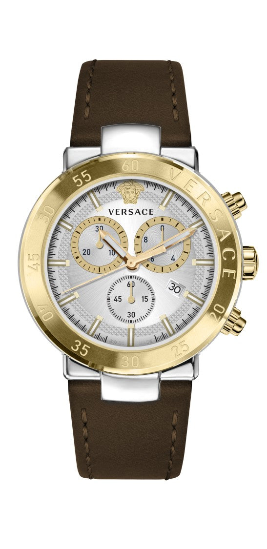 Versace Urban Mystique Chronograph Watch With Gold-Tone Bezel And Swiss Movement