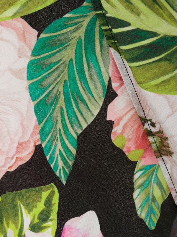 Philipp Plein Floral Print Mini Dress With Lace Trim And Spaghetti Straps