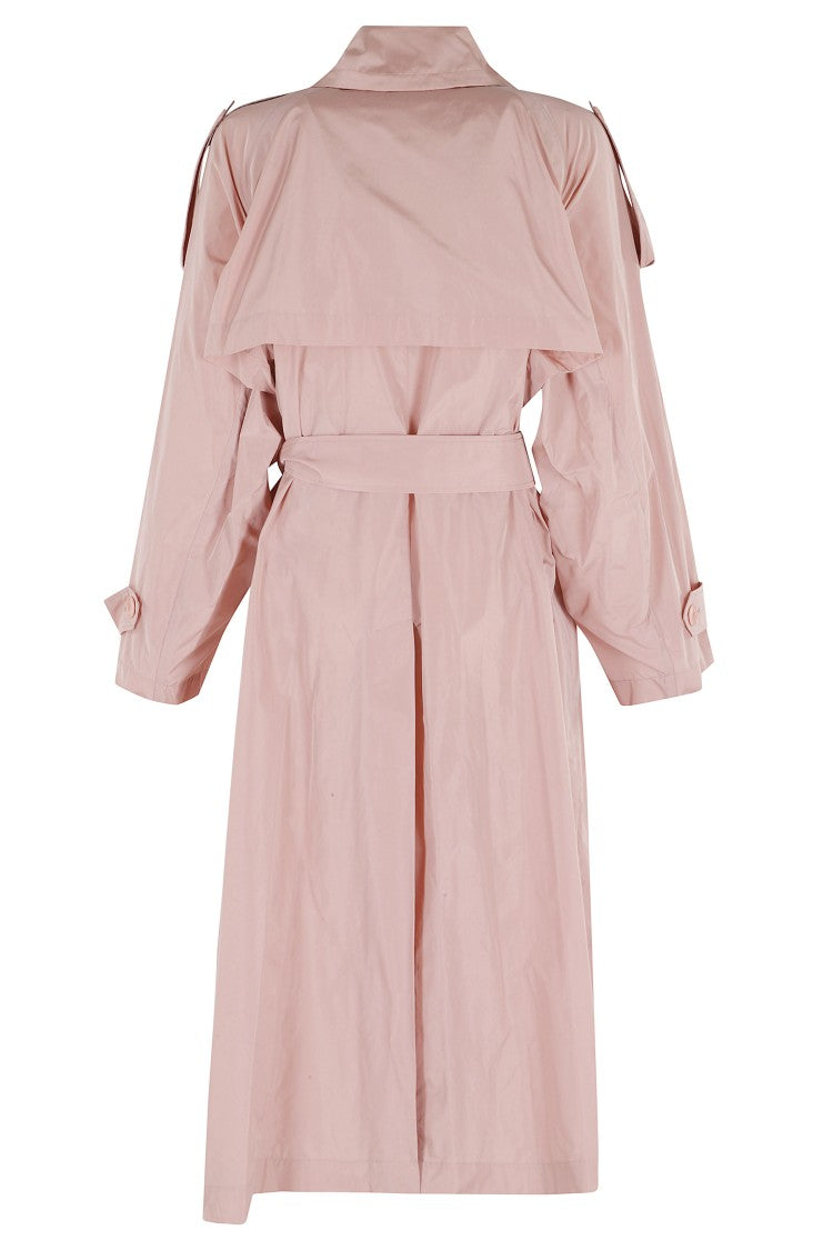 Erika Cavallini Pink Dean Double-Breasted Belted Polyester Trench Coat