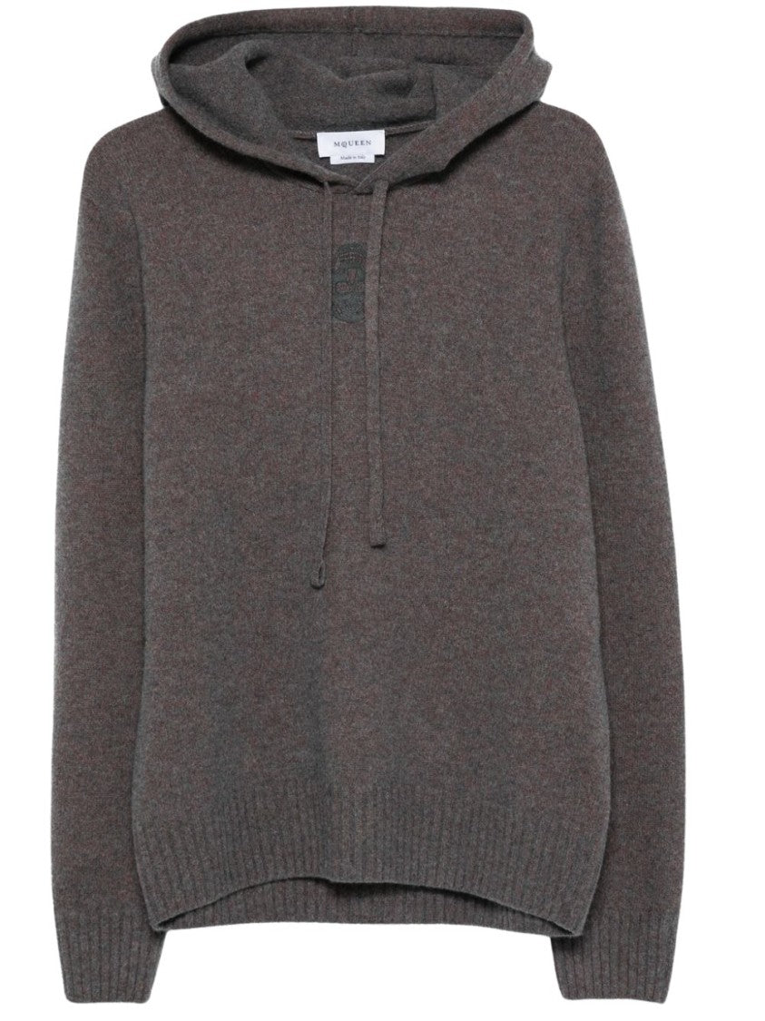 Alexander Mcqueen Relaxed-Fit Grey Hooded Sweater