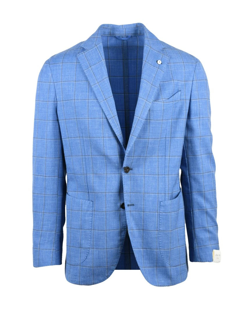 L.B.M. 1911 Light Blue Wool Polyamide Linen Rounded Jacket