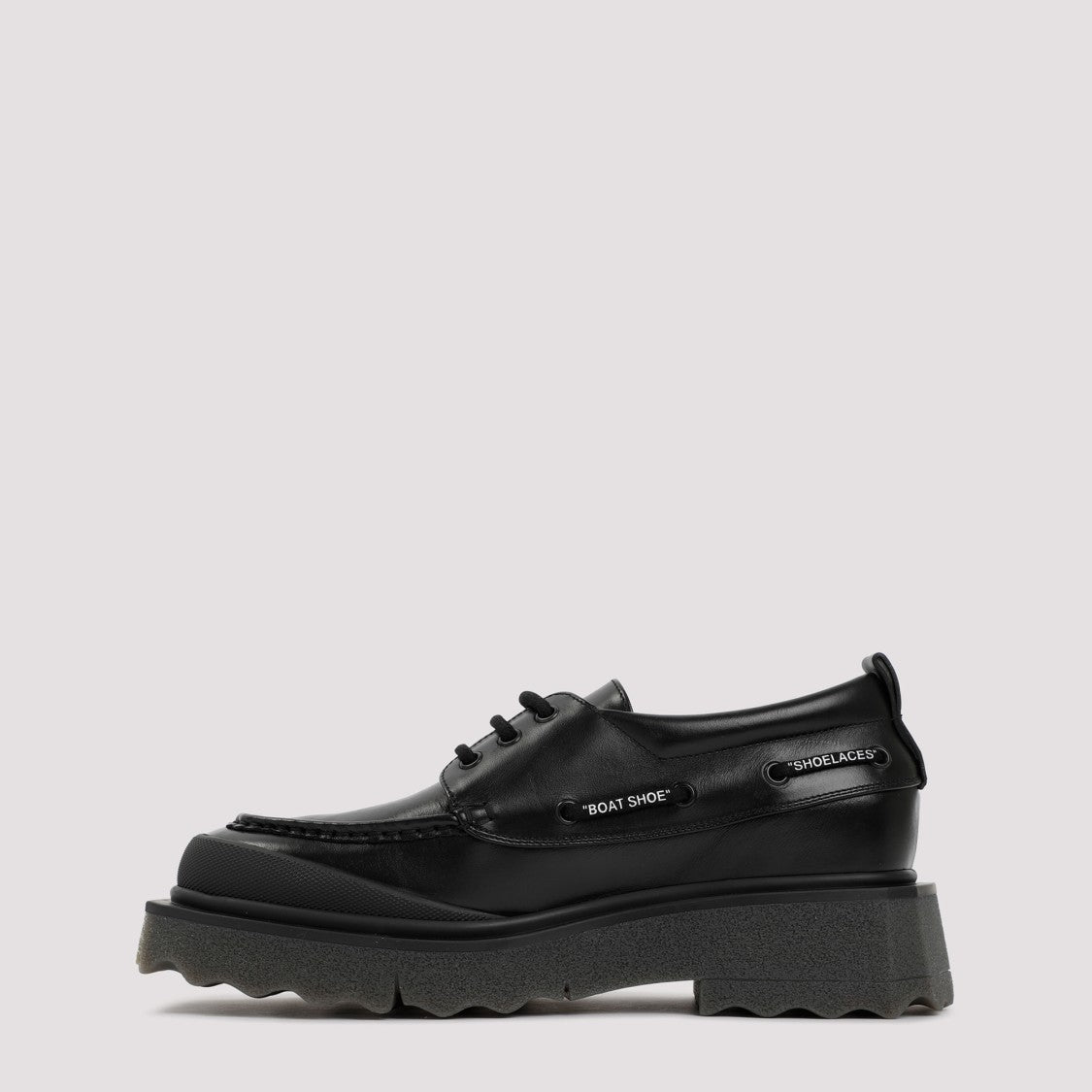 Off-White Sponge Leather Boatshoe With Sculpted Rubber Outsole