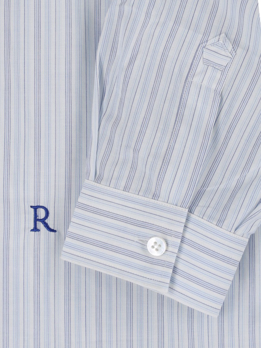 Ranra Light Blue Striped Cotton Silk Shirt