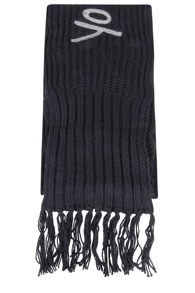 Y-3 Ribbed Knit Scarf With All-Over Logo Design