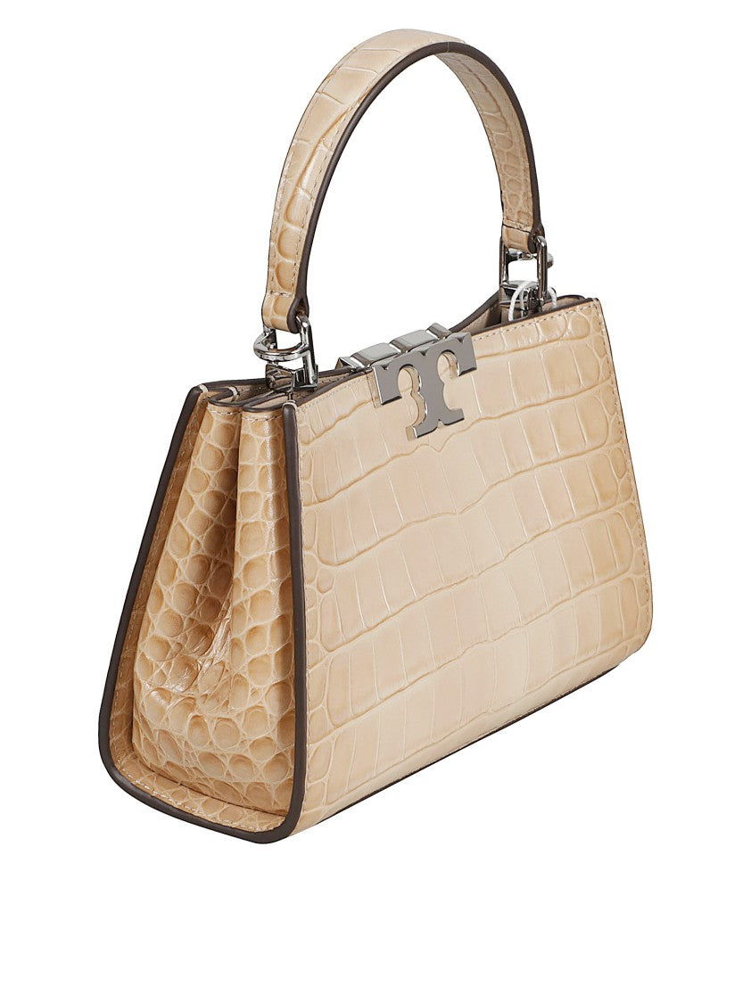 Tory Burch Structured Croc-Embossed Leather Handbag With Removable Strap
