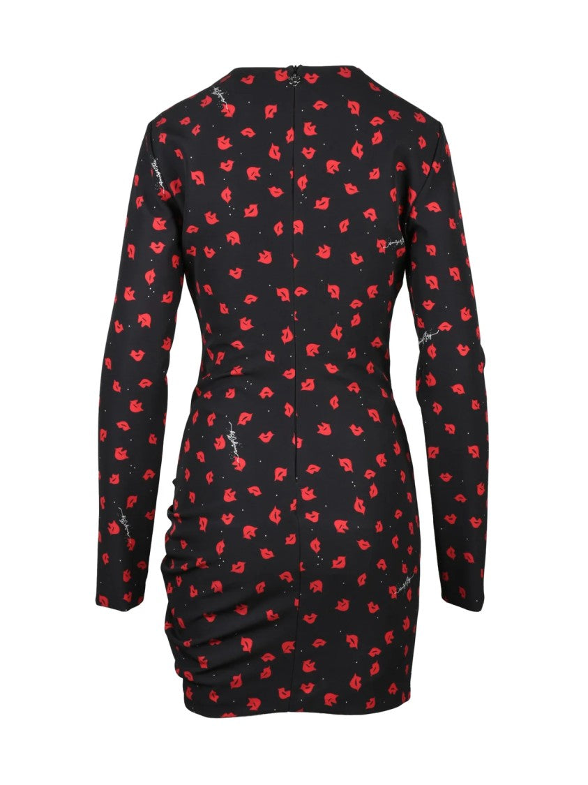 Aniye By Fitted Mini Dress With Playful Lip Print Design