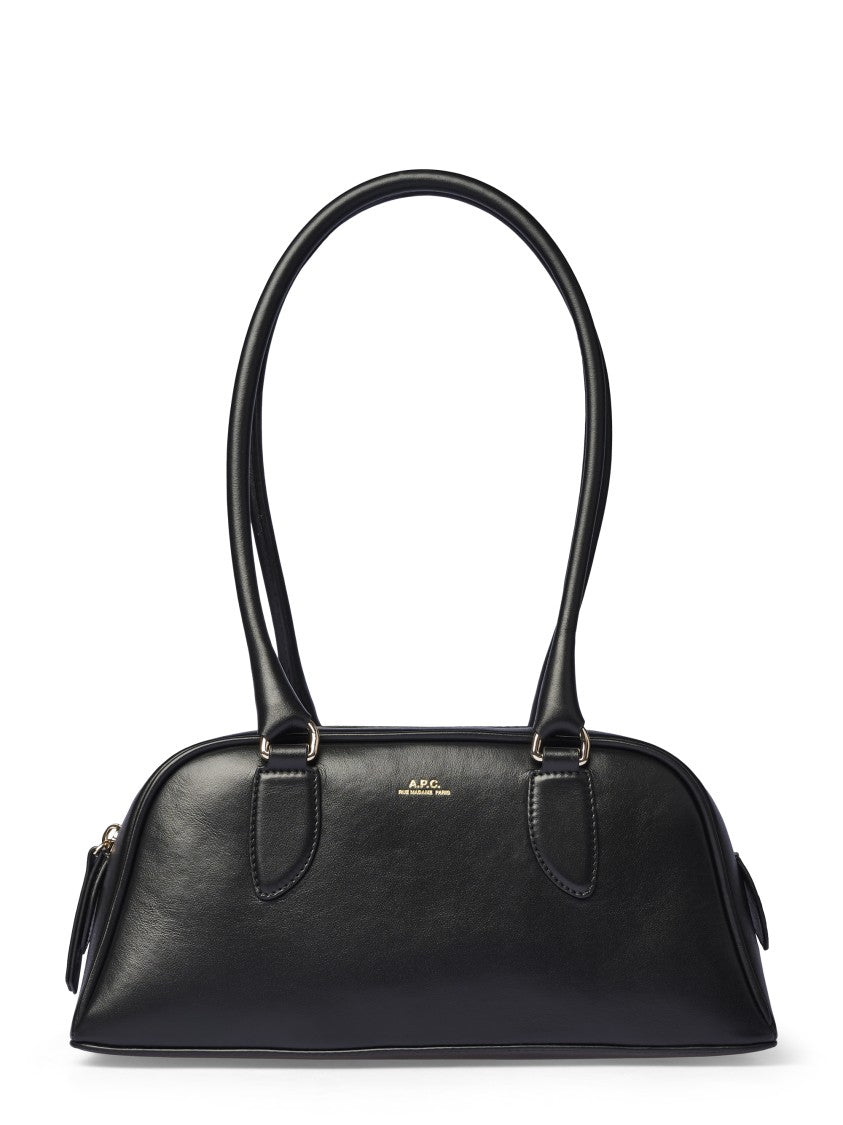 A.P.C. Structured Black Leather Handbag With Gold-Tone Accents