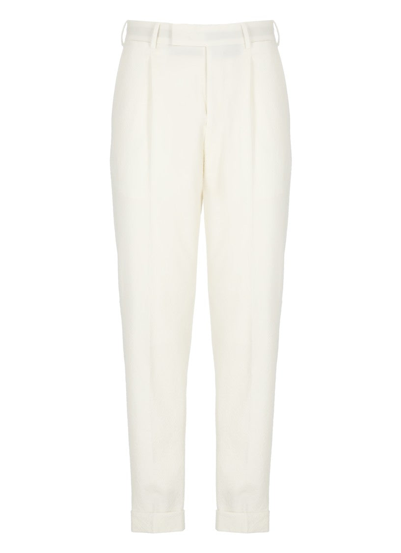 Pt Torino Ivory Virgin Wool Pants