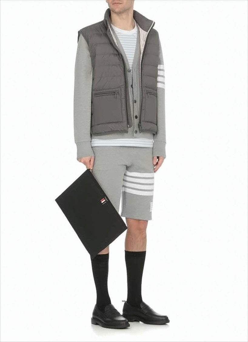 Thom Browne High Collar Padded Vest With Horizontal Quilting