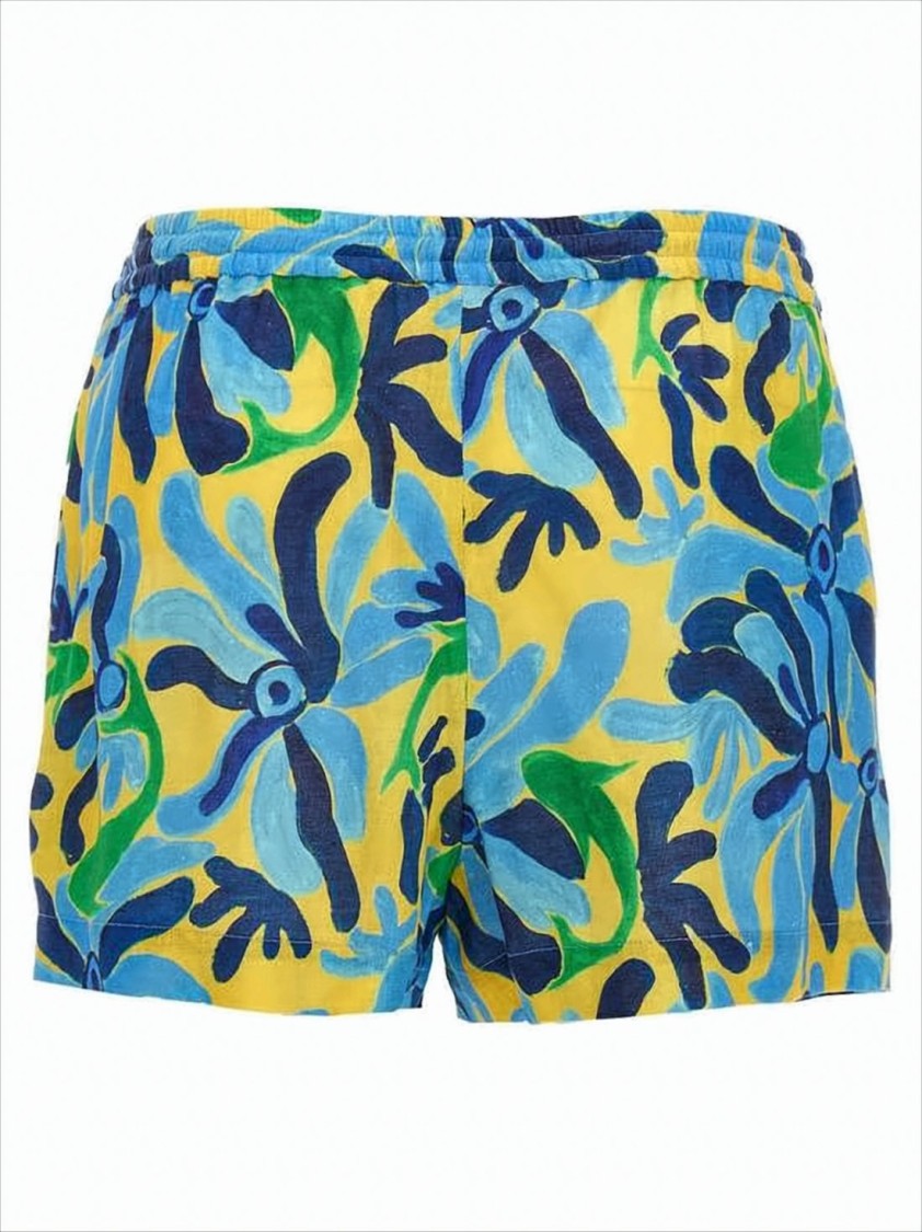 Marni Vibrant Yellow Abstract Floral Shorts