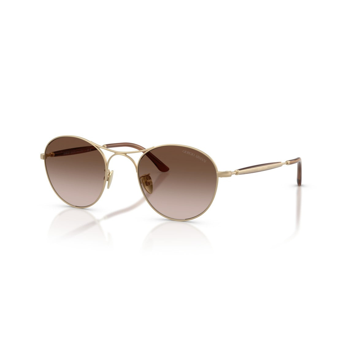 Giorgio Armani 0Ar6177 Round Gradient Brown Sunglasses With Gold-Tone Steel Frame