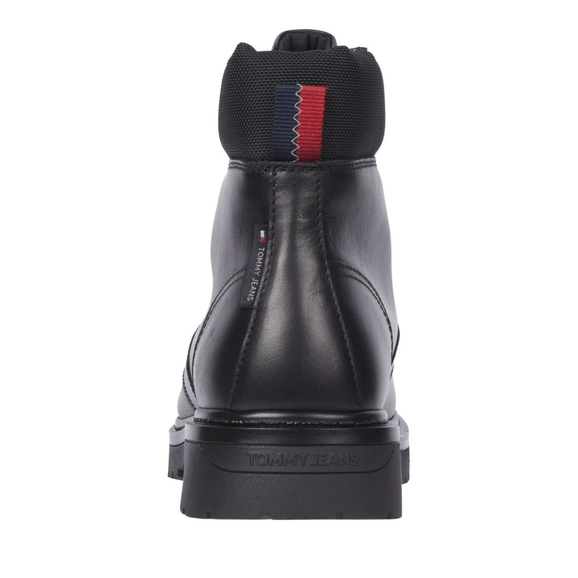 Tommy Jeans Black Lace-Up Padded Collar Leather Boots