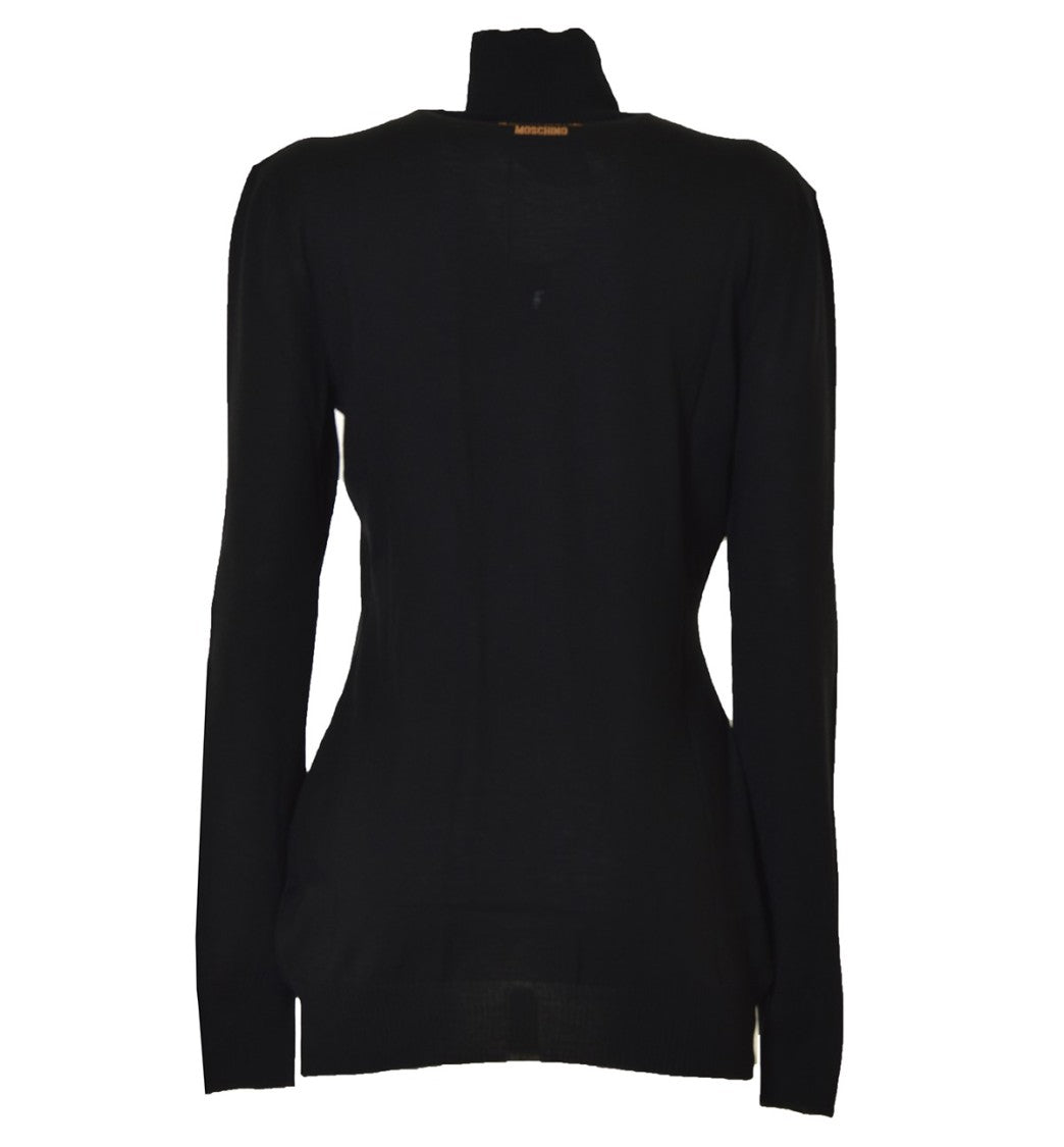 Boutique Moschino Black Virgin Wool Turtleneck Sweater