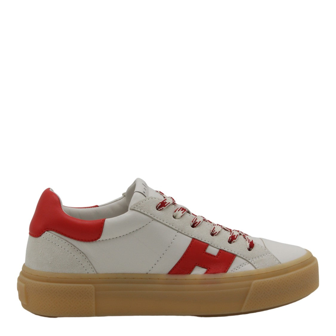 Hogan White Leather Sneakers With Red Accents