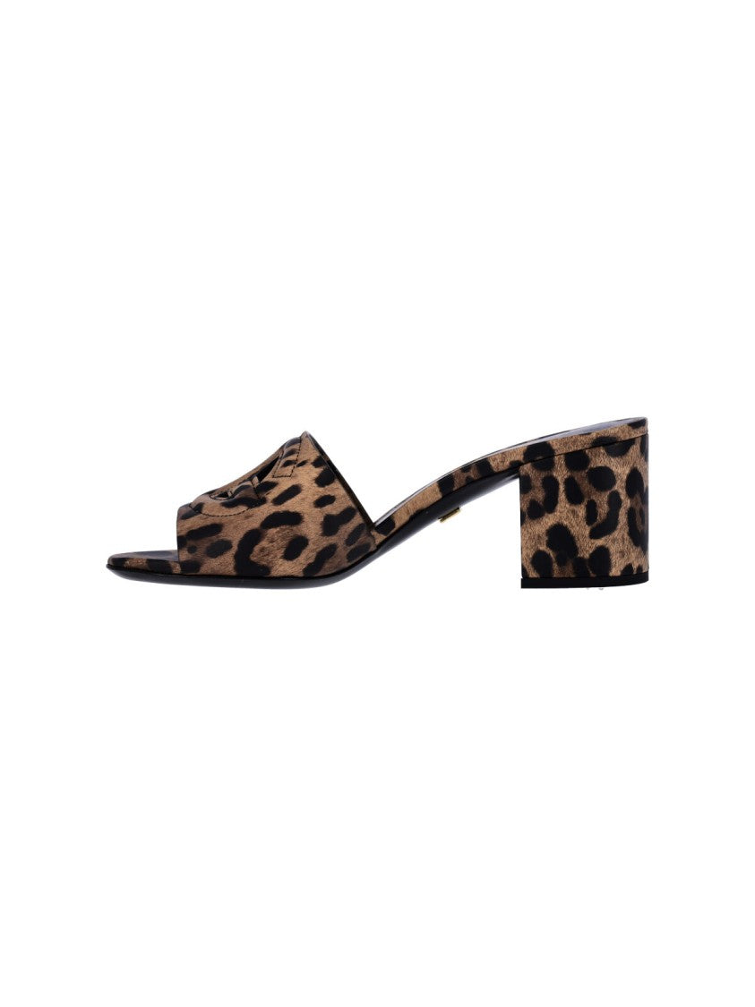 Dolce & Gabbana Leopard Print Low Block-Heel Cut-Out Sandals