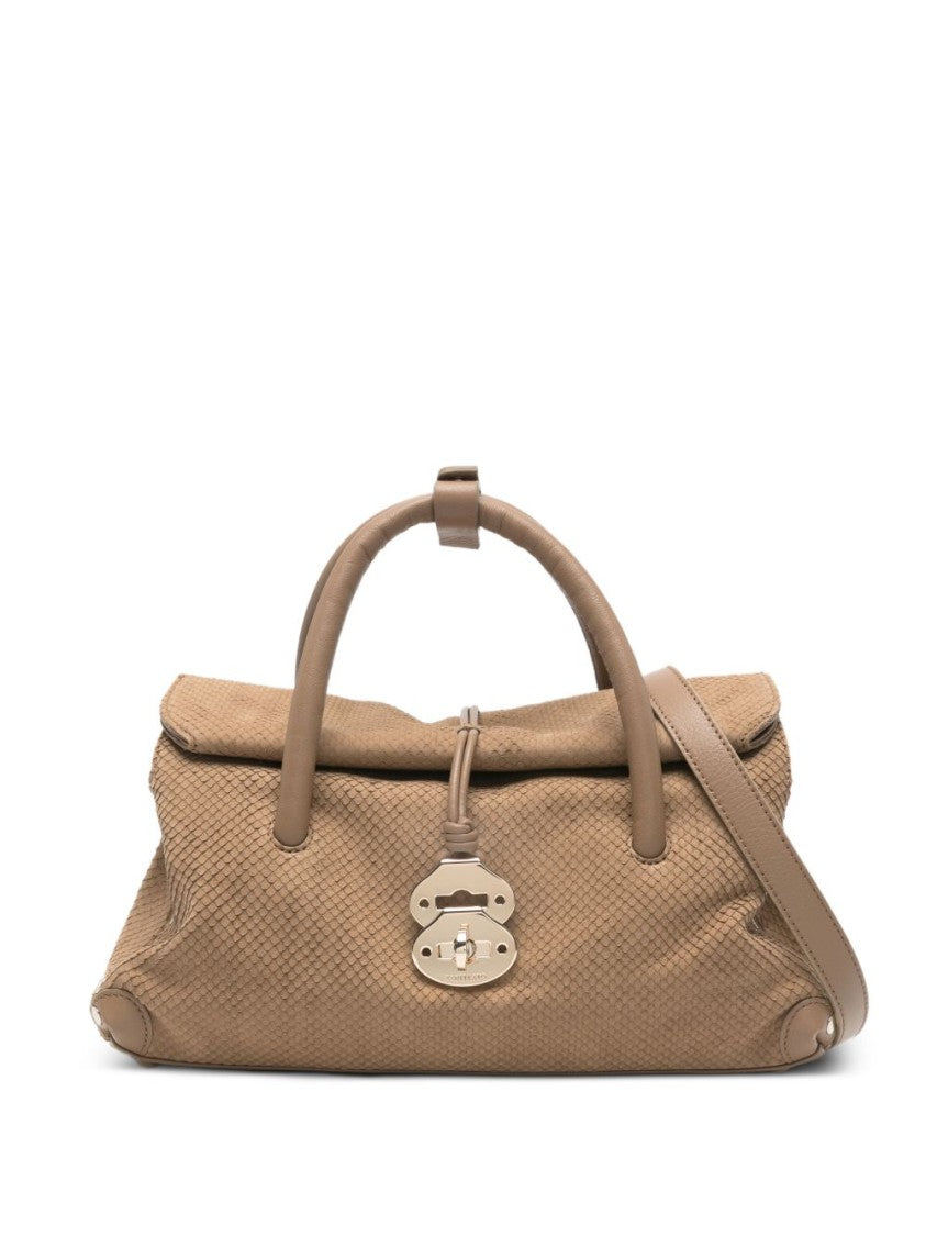 Zanellato Textured Beige Handbag With Turn-Lock Closure