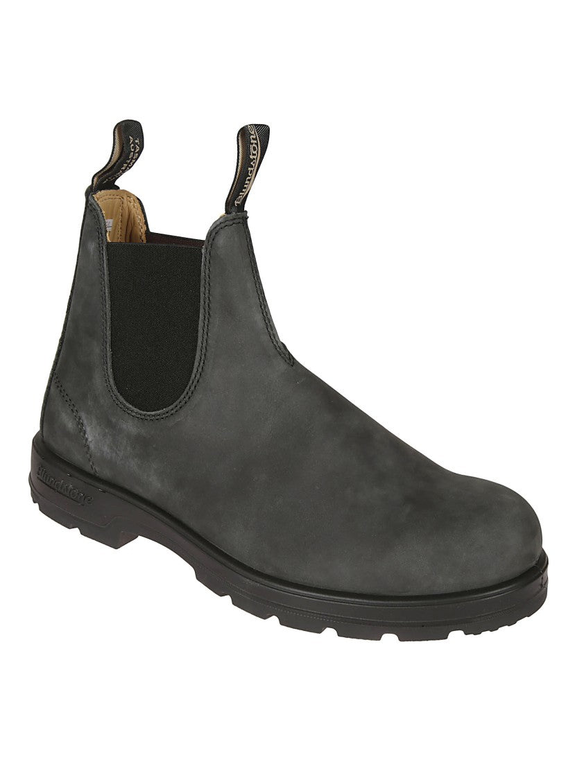 Blundstone Rustic Leather Boots With Elastic Side Panels And Rubber Sole