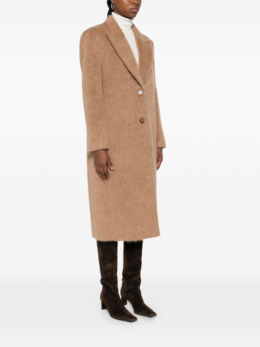 Twin-Set Tailored Camel Coat With Notched Lapel