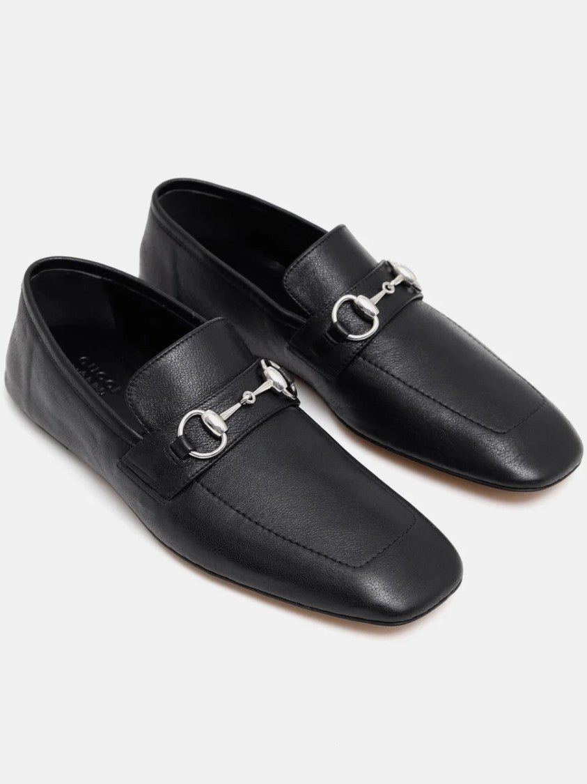 Gucci Leather Pointed Toe Horsebit Moccasin Loafers