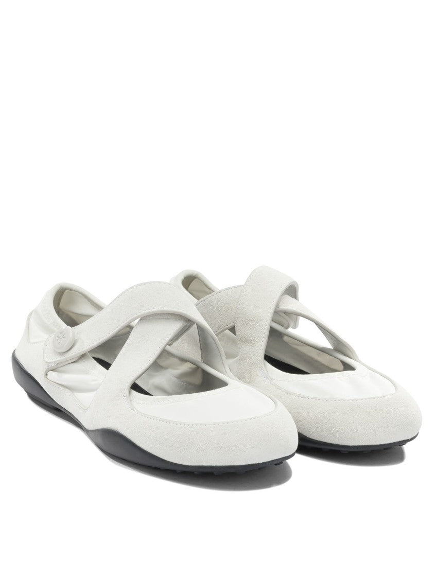 Tory Burch White Mary Jane Ballerinas With Soft Suede Upper