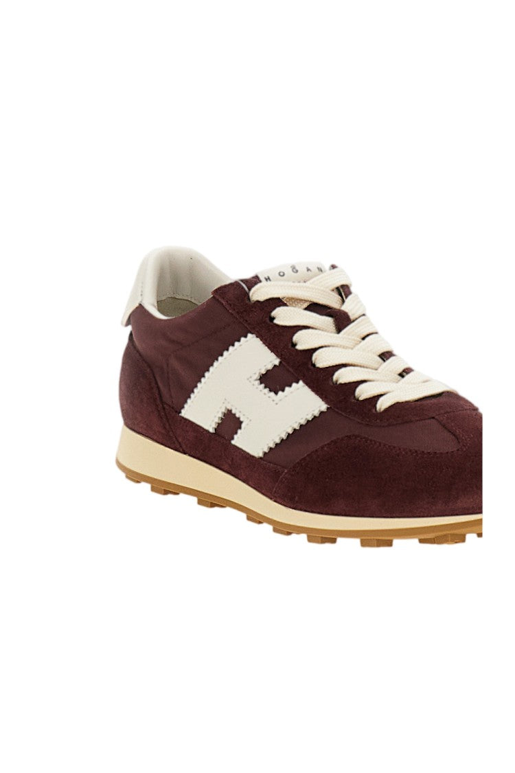 Hogan Red H727 Suede Fabric Sneakers