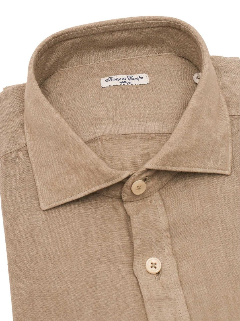 Sartoria Del Campo-Sonrisa Beige Button Up Casual Shirt