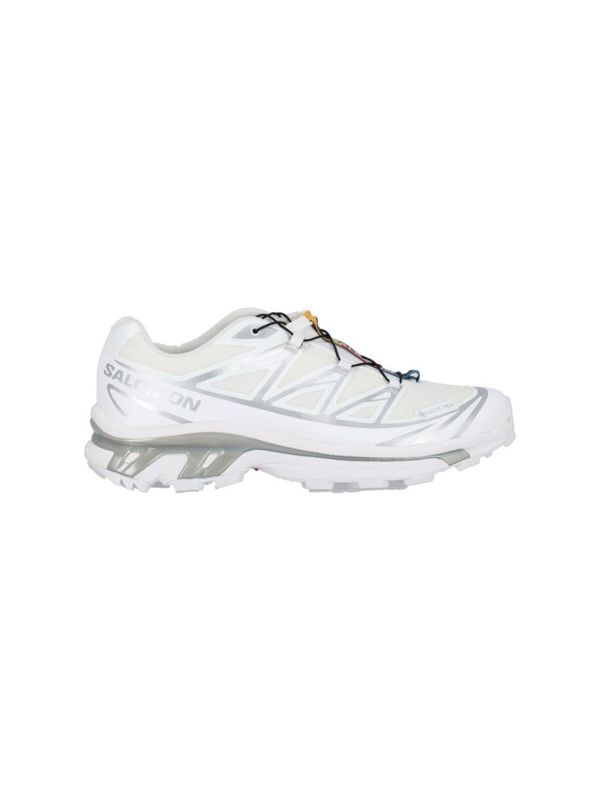 Salomon White Xt-6 Gore-Tex Sneakers With Quicklace™ Closure And Silver Accents