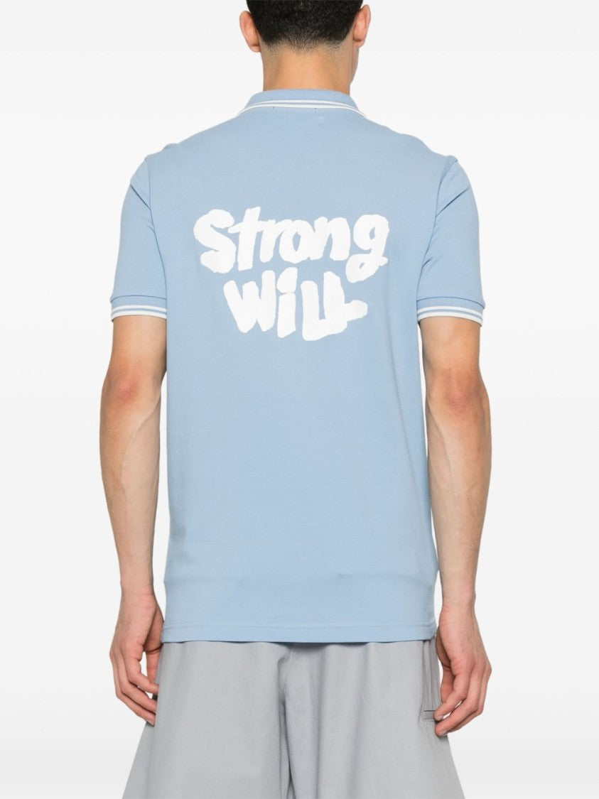 Comme Des Garçons Sporty Contrast-Striped Blue Polo Shirt