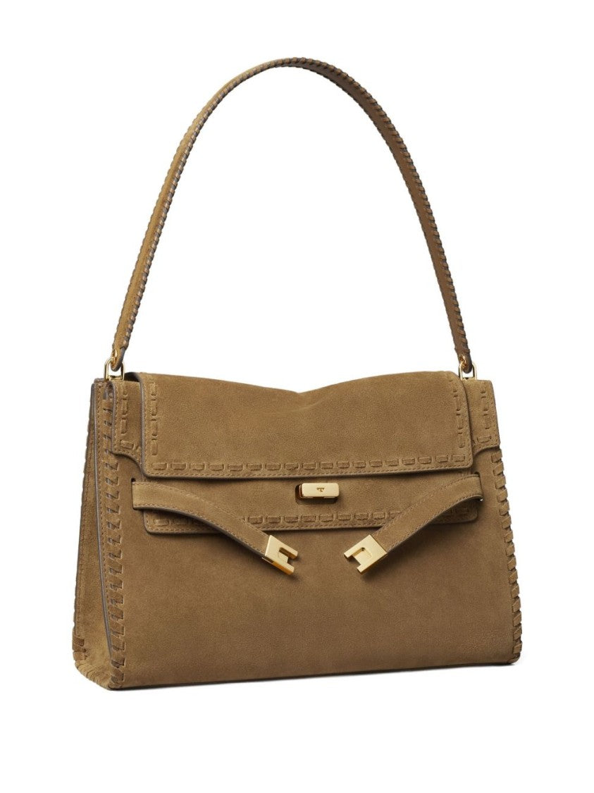 Tory Burch Rectangular Brown Calf Leather Shoulder Bag