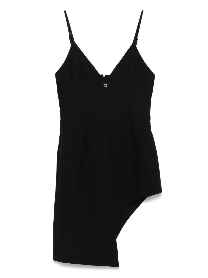 Coperni Black V-Neck Logo Plaque Dress