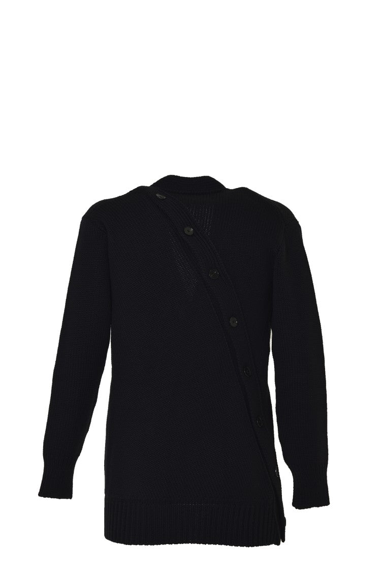 Jil Sander Black Wool Cardigan With Buttons