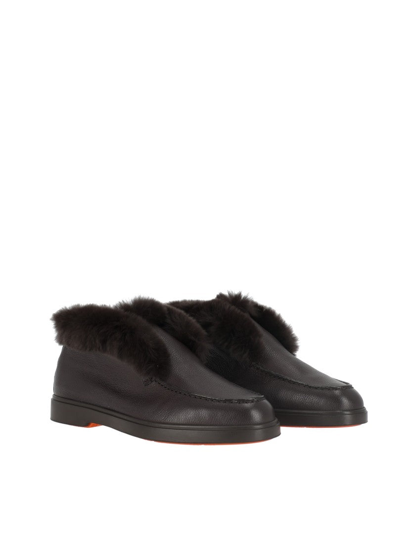 Santoni Black Desert Boot Hadeel Fur Trimmed Boots