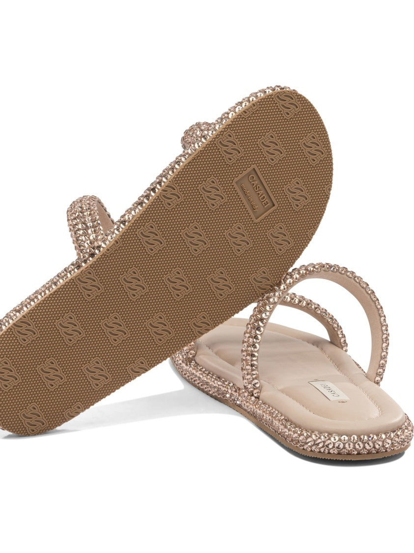 Casadei Embellished Flat Sandals With Cushioned Footbed