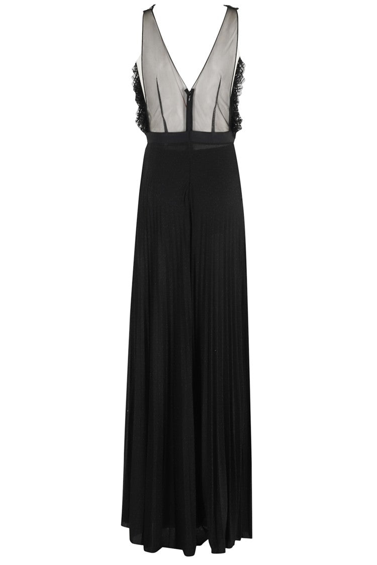 Elisabetta Franchi Black Pleated Maxi Dress