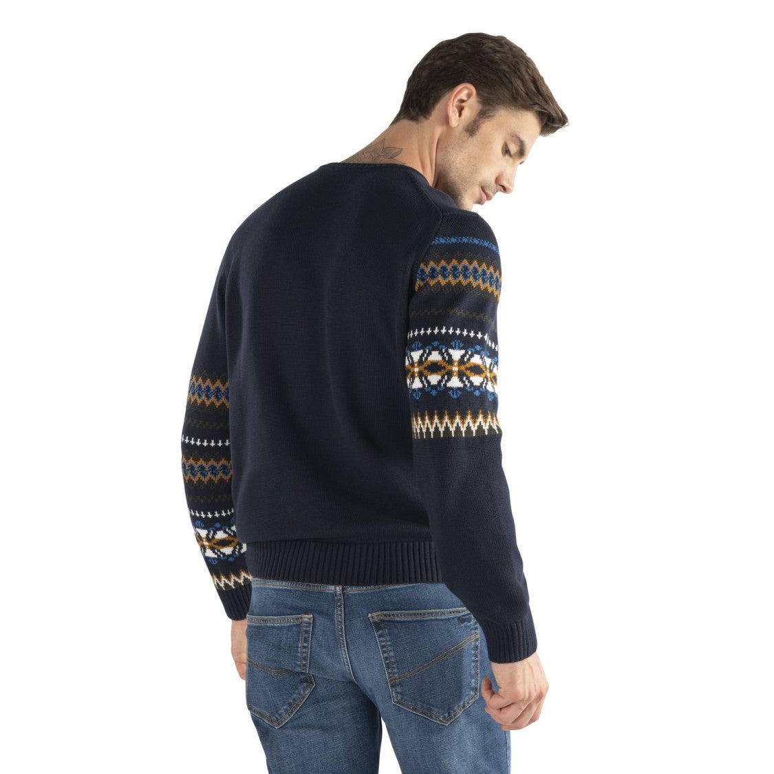 Harmont & Blaine Crewneck Sweater With Multicolored Braids