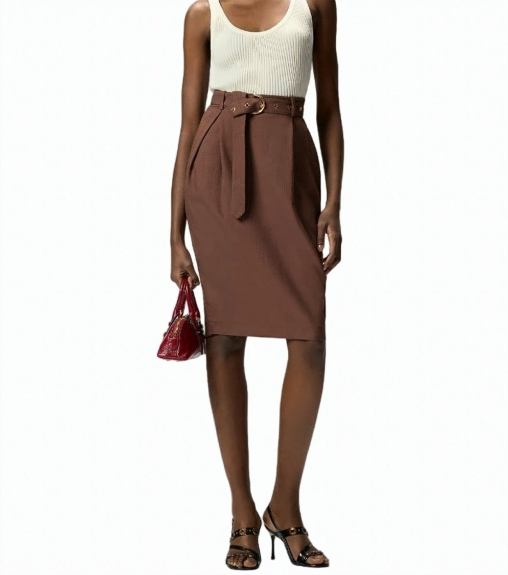 Pinko Edwena Linen Effect Midi Skirt