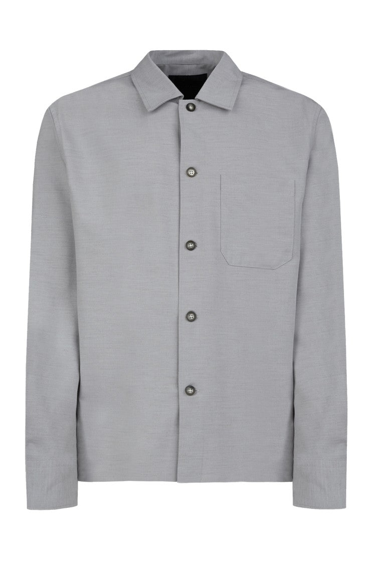 Gazzarrini X Michele Franzese Pearl Grey Wool-Viscose Blend Overshirt