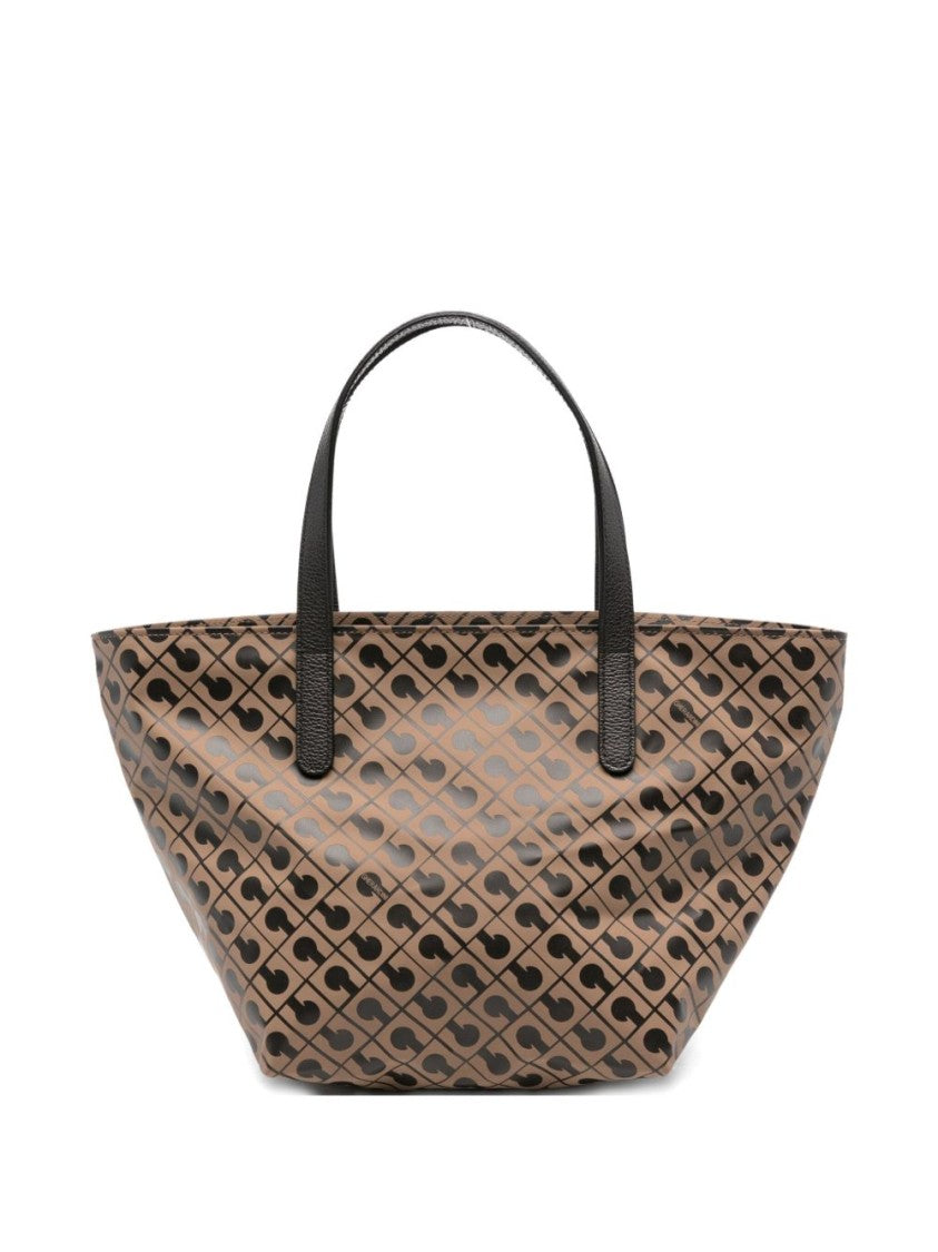 Gherardini Trapezoidal Beige Shopper Bag With Geometric Print