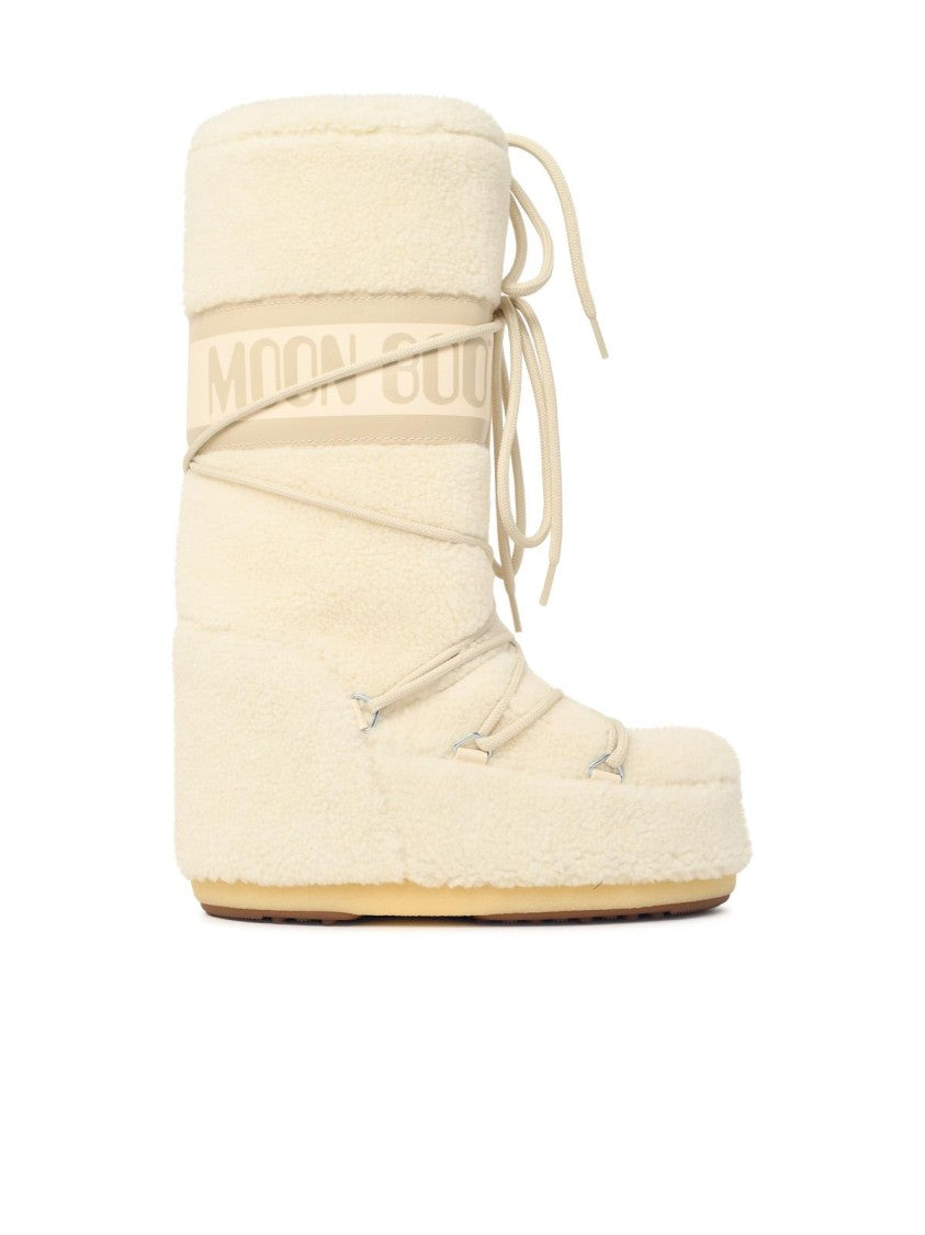 Moon Boot High-Top Teddy Fleece Moon Boot With Tubular Laces