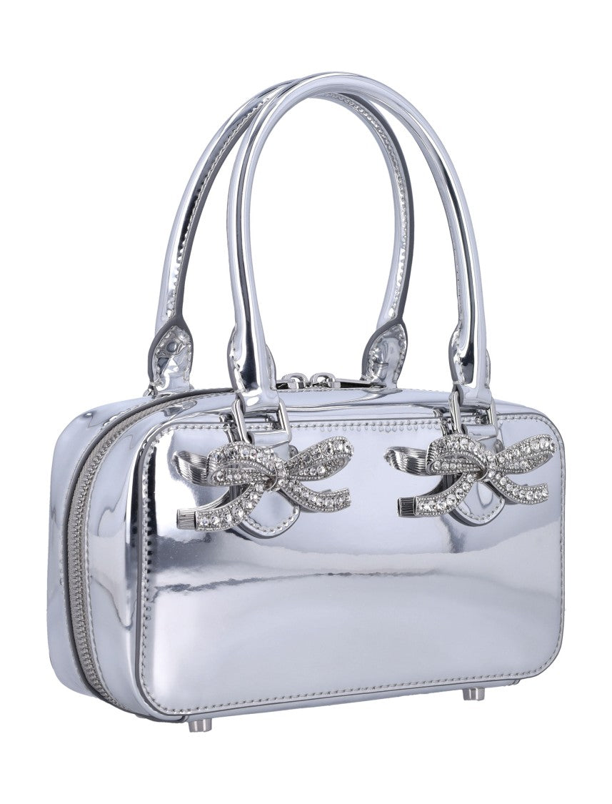 Self-Portrait Bauletto Rectangular Metallic Silver Handbag