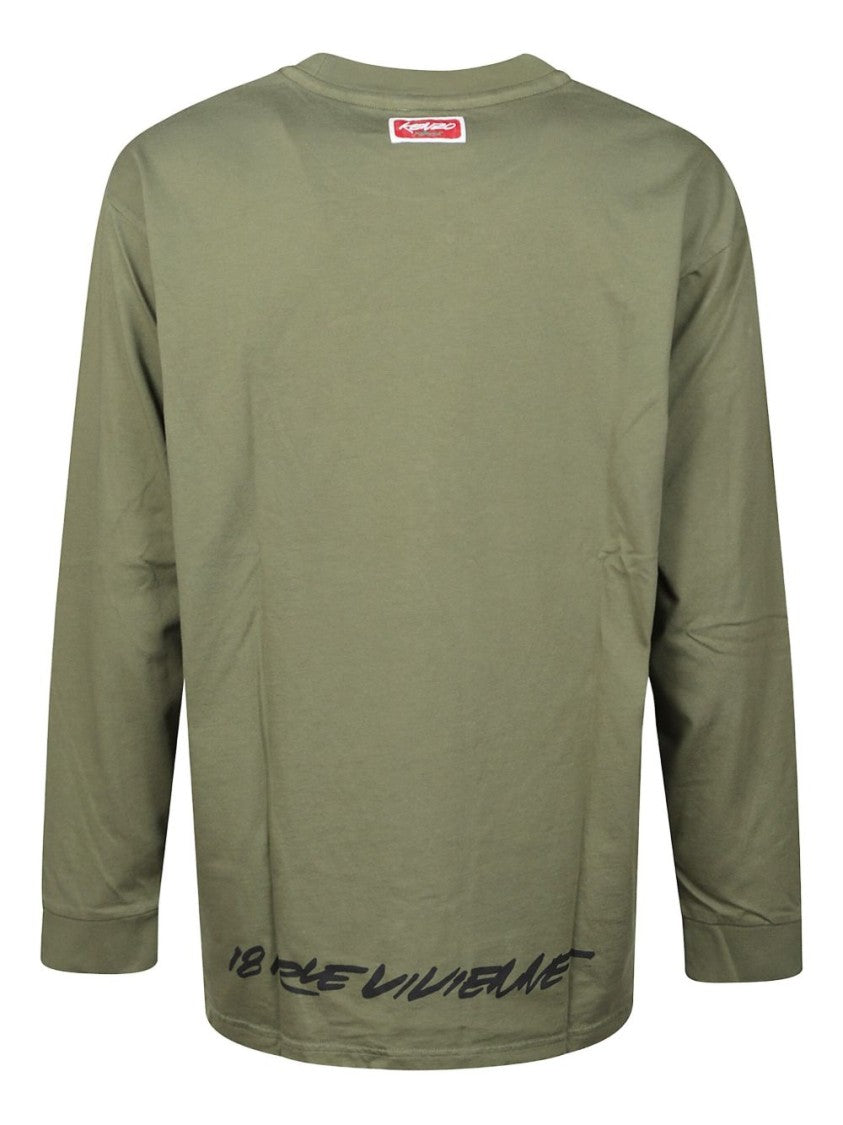 Kenzo Boke Flower Motif Long-Sleeved T-Shirt With Logo Lettering