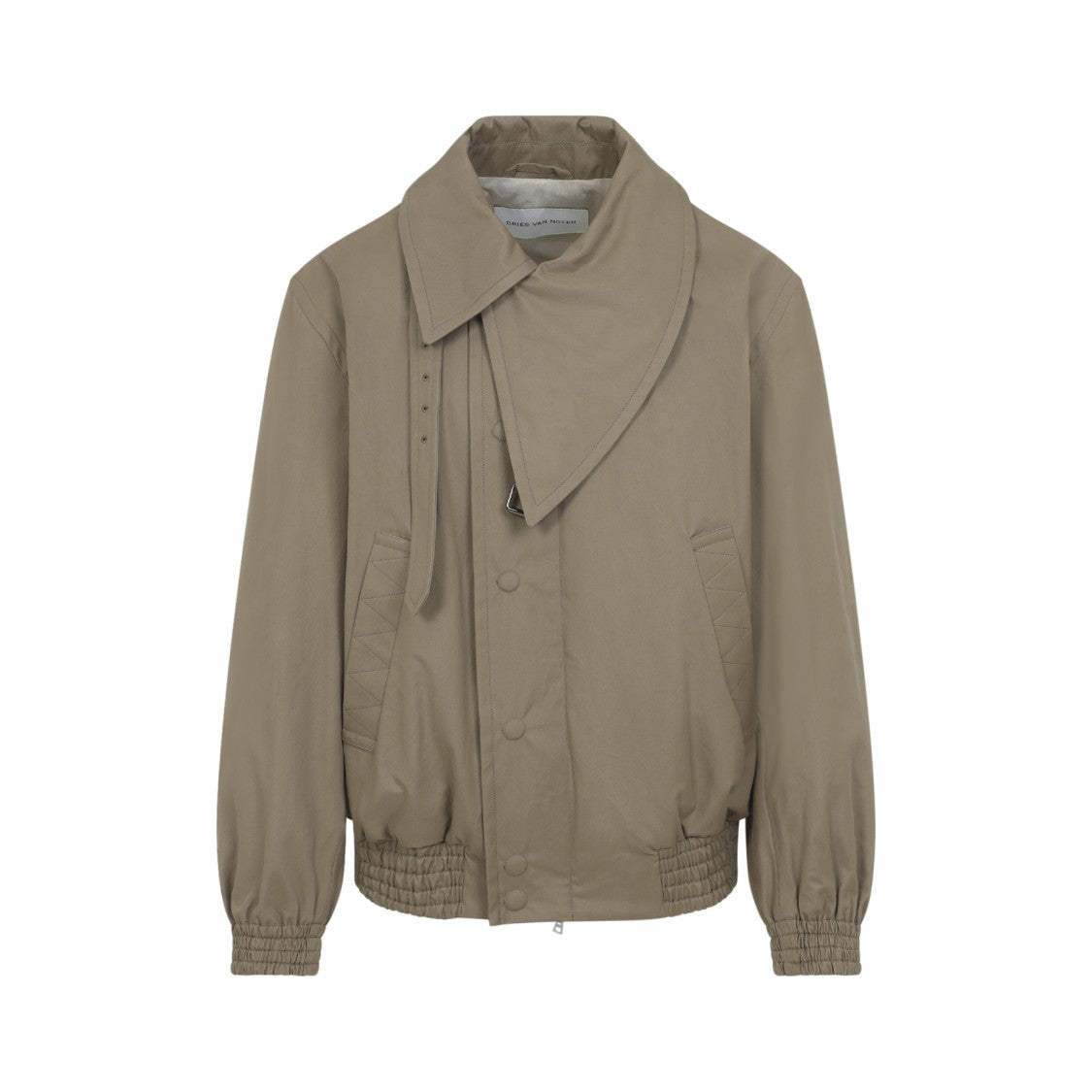 Dries Van Noten Asymmetrical Collar Cotton Jacket With Quilted Details