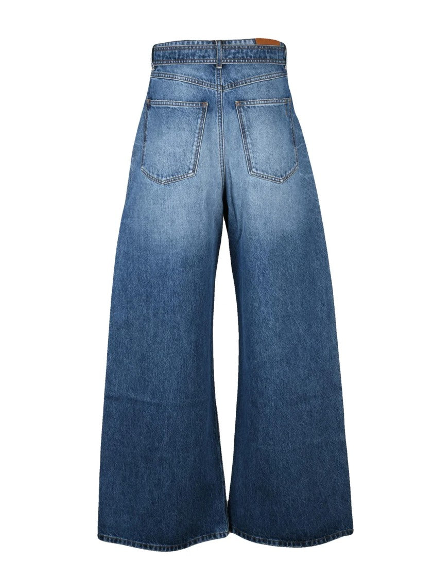 Sportmax Blue Cotton Palazzo Jeans