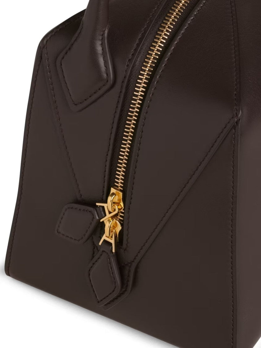Alaïa Dark Brown Structured Rectangular Leather Shoulder Bag