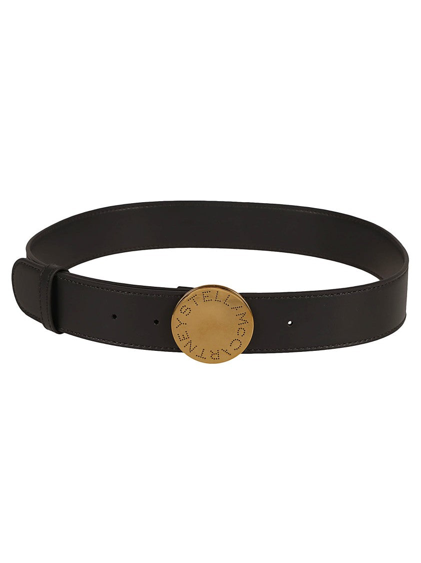 Stella Mccartney Black Belt With Round Metallic Buckle