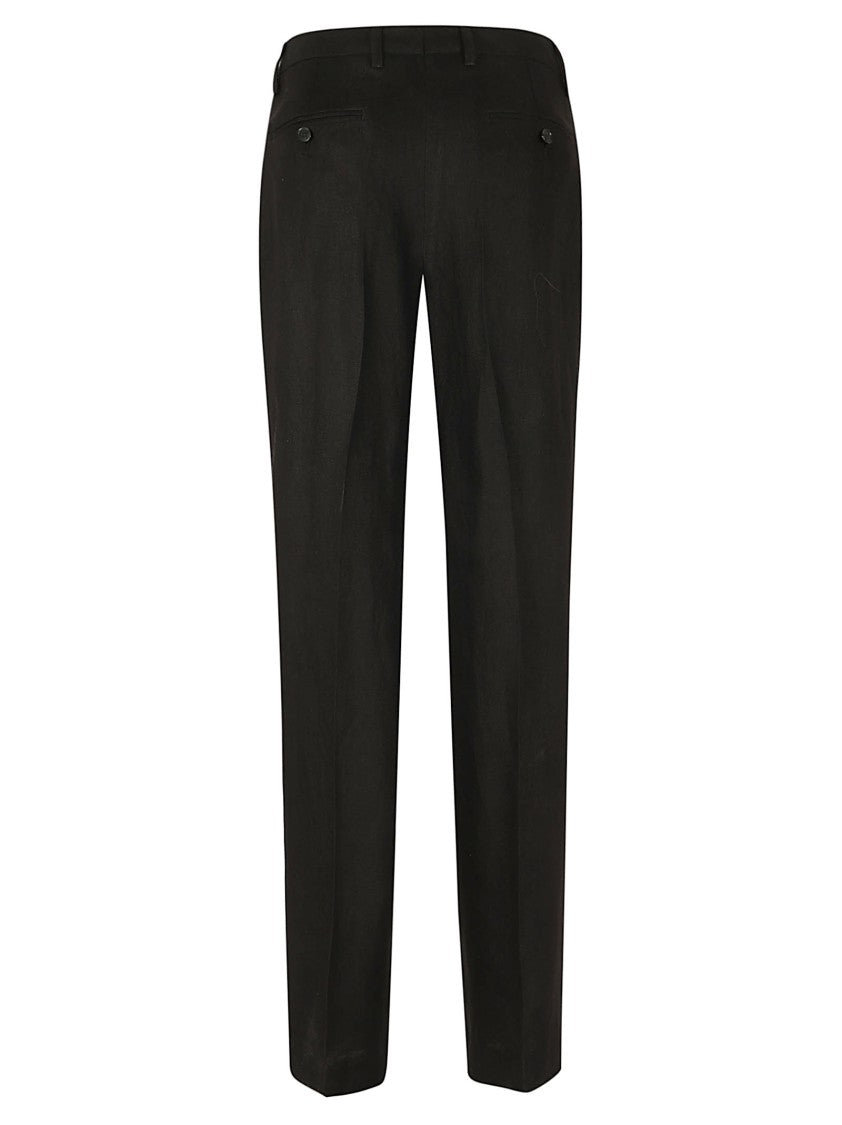 Lardini Straight Leg Tailored Linen Trousers With Zip Closure