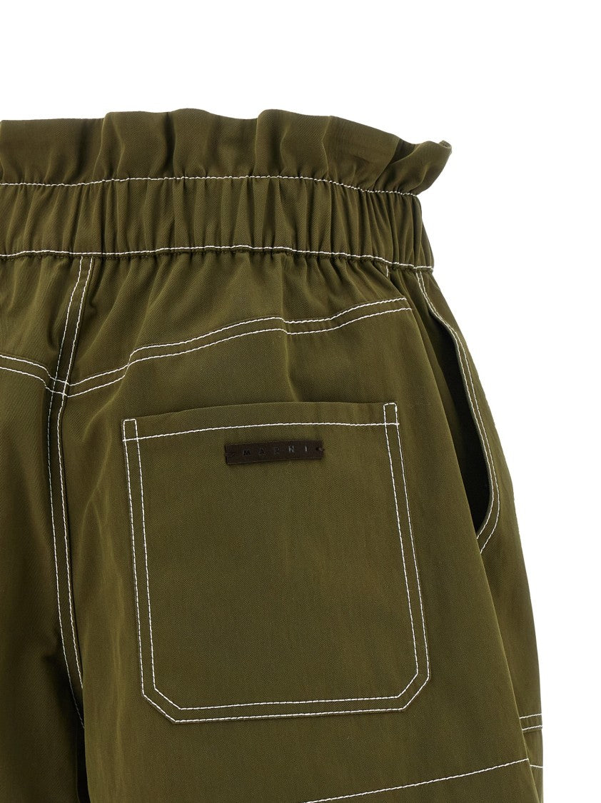 Marni Water-Repellent Cotton Gabardine Shorts With Contrast Stitching