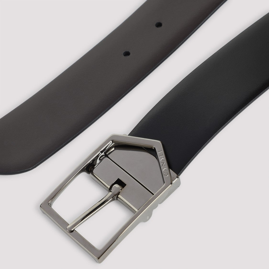 Canali Black Leather Belt